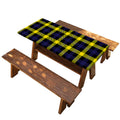 Yellow Navy And Black Plaid Print Picnic Table Cover