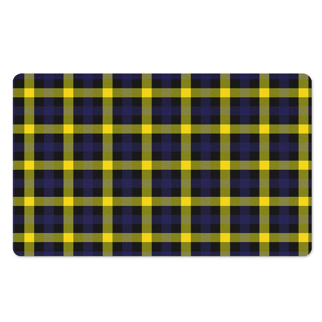 Yellow Navy And Black Plaid Print Polyester Doormat