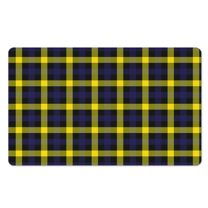 Yellow Navy And Black Plaid Print Polyester Doormat