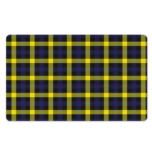 Yellow Navy And Black Plaid Print Polyester Doormat