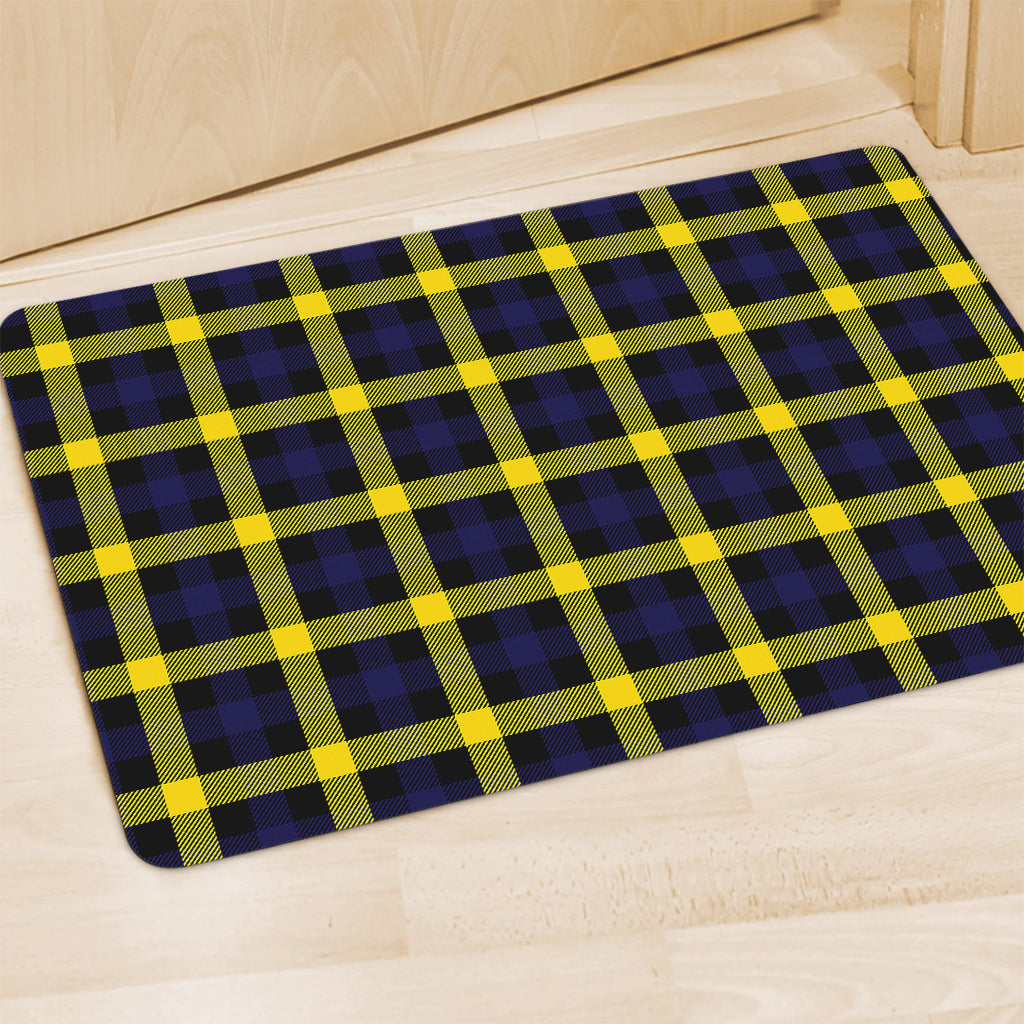 Yellow Navy And Black Plaid Print Polyester Doormat
