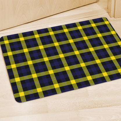 Yellow Navy And Black Plaid Print Polyester Doormat