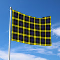 Yellow Navy And Black Plaid Print Polyester Flag