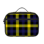 Yellow Navy And Black Plaid Print Portable Lunch Bag