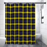 Yellow Navy And Black Plaid Print Premium Shower Curtain