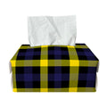 Yellow Navy And Black Plaid Print Rectangle Tissue Box Cover