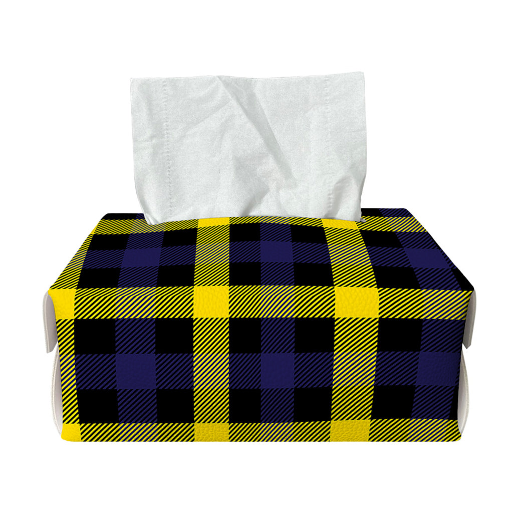 Yellow Navy And Black Plaid Print Rectangle Tissue Box Cover