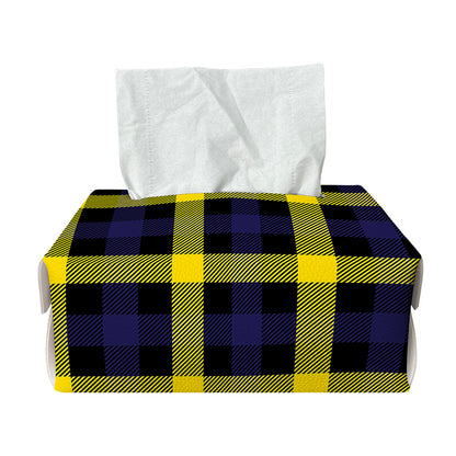 Yellow Navy And Black Plaid Print Rectangle Tissue Box Cover