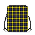 Yellow Navy And Black Plaid Print Rectangular Crossbody Bag