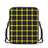 Yellow Navy And Black Plaid Print Rectangular Crossbody Bag