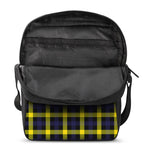 Yellow Navy And Black Plaid Print Rectangular Crossbody Bag