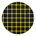 Yellow Navy And Black Plaid Print Round Blanket
