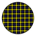 Yellow Navy And Black Plaid Print Round Floor Mat