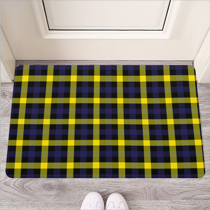 Yellow Navy And Black Plaid Print Rubber Doormat