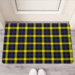 Yellow Navy And Black Plaid Print Rubber Doormat