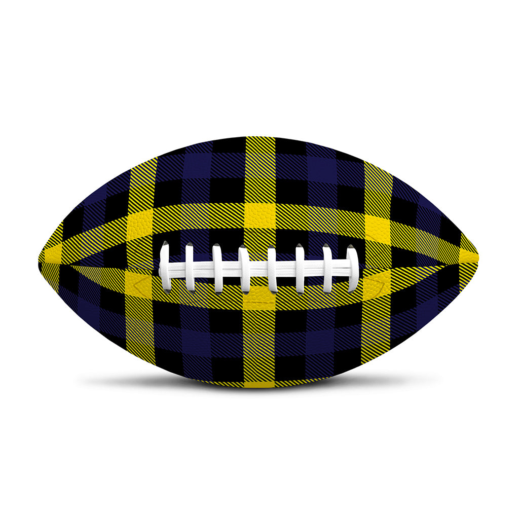 Yellow Navy And Black Plaid Print Rugby Ball