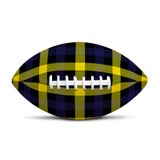 Yellow Navy And Black Plaid Print Rugby Ball