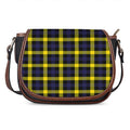 Yellow Navy And Black Plaid Print Saddle Bag