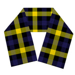 Yellow Navy And Black Plaid Print Scarf