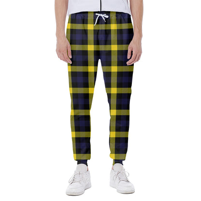 Yellow Navy And Black Plaid Print Scuba Joggers