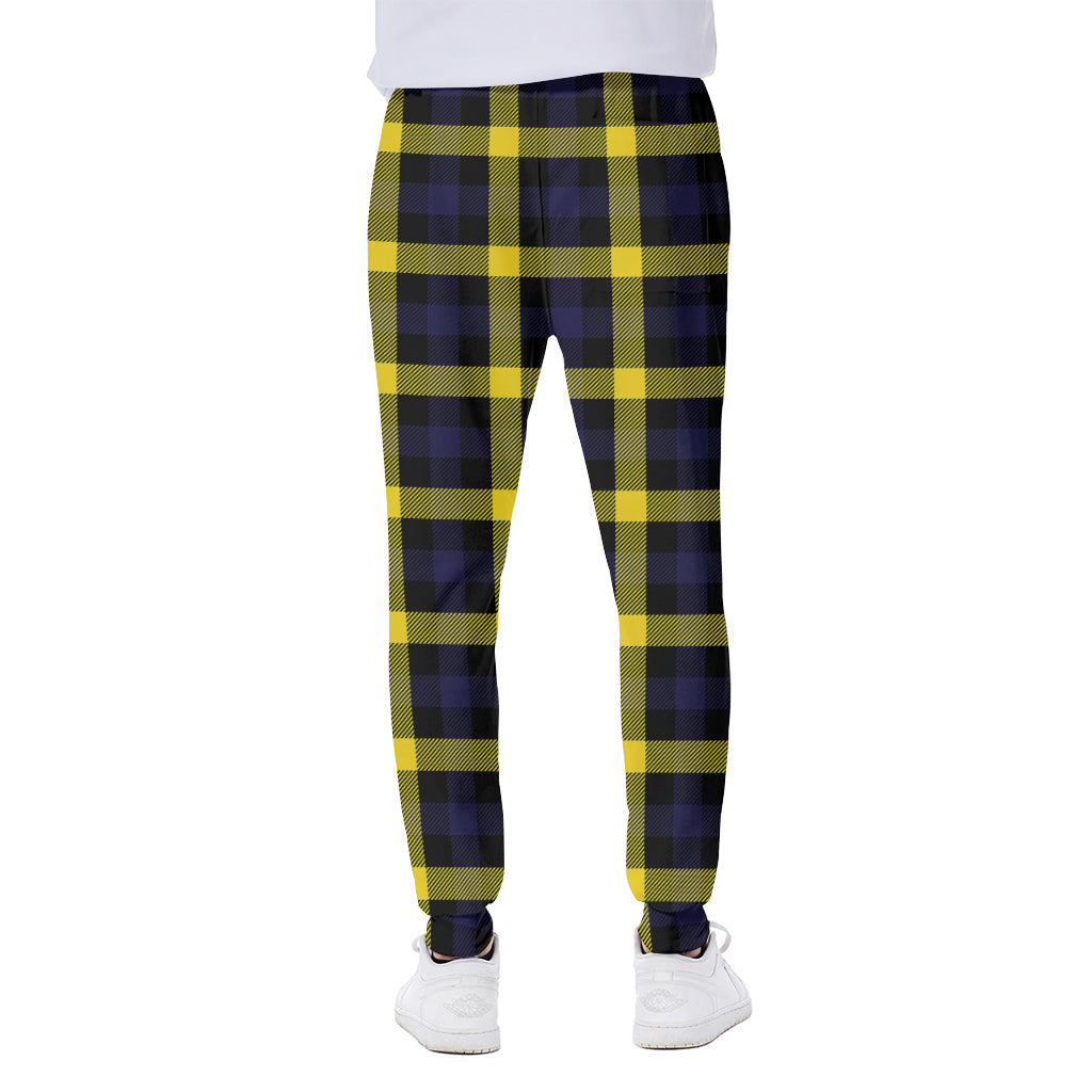 Yellow Navy And Black Plaid Print Scuba Joggers