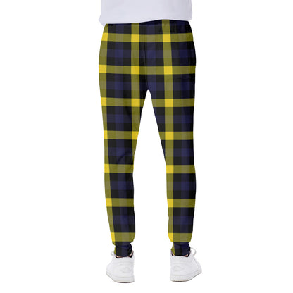 Yellow Navy And Black Plaid Print Scuba Joggers