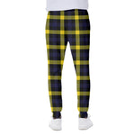 Yellow Navy And Black Plaid Print Scuba Joggers
