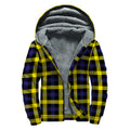 Yellow Navy And Black Plaid Print Sherpa Lined Zip Up Hoodie