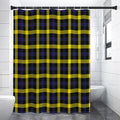 Yellow Navy And Black Plaid Print Shower Curtain