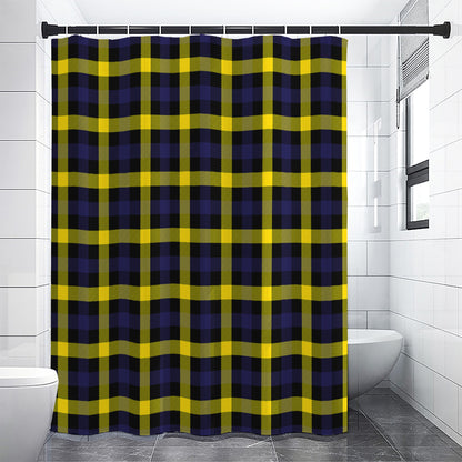 Yellow Navy And Black Plaid Print Shower Curtain