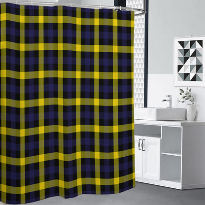 Yellow Navy And Black Plaid Print Shower Curtain