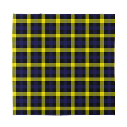 Yellow Navy And Black Plaid Print Silk Bandana