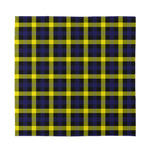 Yellow Navy And Black Plaid Print Silk Bandana