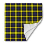 Yellow Navy And Black Plaid Print Silk Bandana