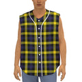 Yellow Navy And Black Plaid Print Sleeveless Baseball Jersey