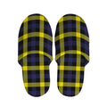 Yellow Navy And Black Plaid Print Slippers