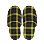 Yellow Navy And Black Plaid Print Slippers