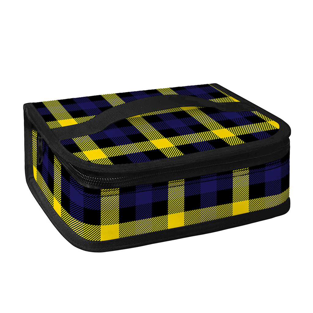 Yellow Navy And Black Plaid Print Small Lunch Bag
