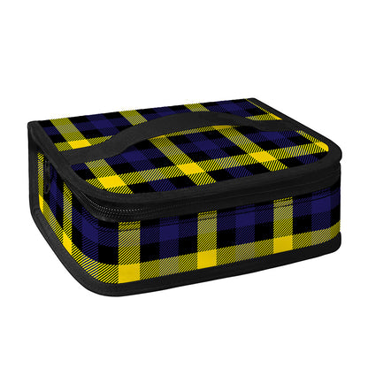 Yellow Navy And Black Plaid Print Small Lunch Bag