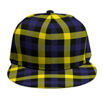 Yellow Navy And Black Plaid Print Snapback Cap