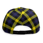 Yellow Navy And Black Plaid Print Snapback Cap