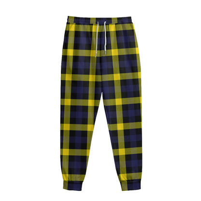 Yellow Navy And Black Plaid Print Sweatpants