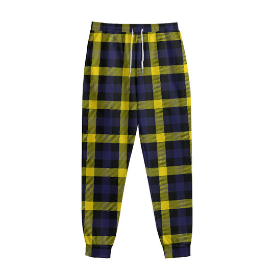 Yellow Navy And Black Plaid Print Sweatpants