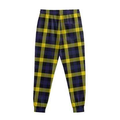 Yellow Navy And Black Plaid Print Sweatpants