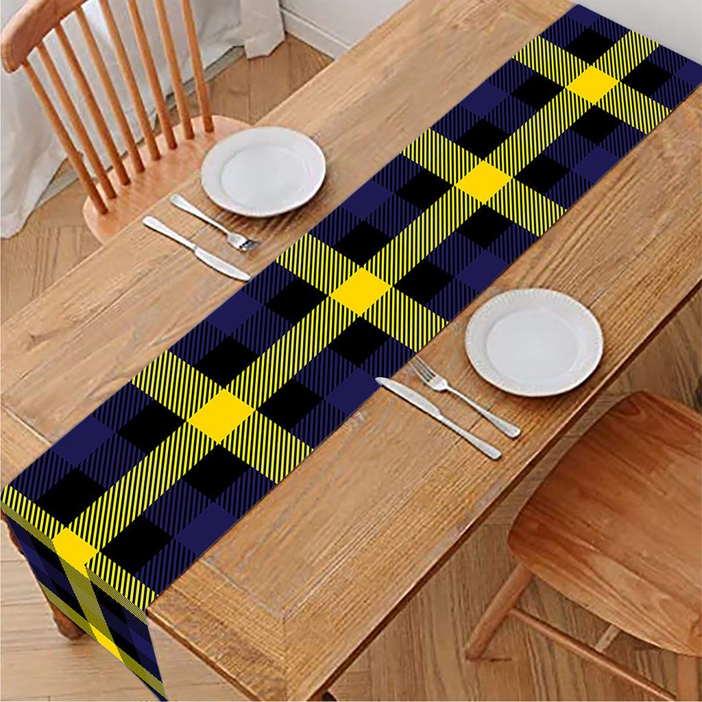 Yellow Navy And Black Plaid Print Table Runner