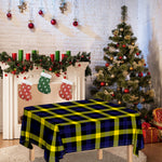 Yellow Navy And Black Plaid Print Tablecloth