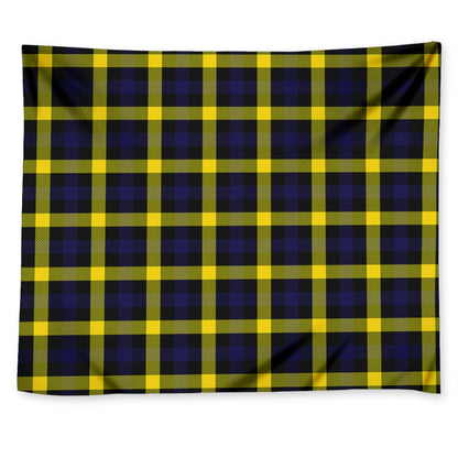 Yellow Navy And Black Plaid Print Tapestry