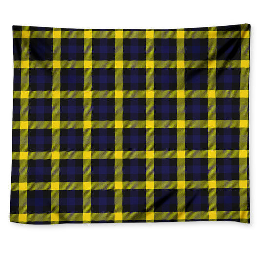 Yellow Navy And Black Plaid Print Tapestry