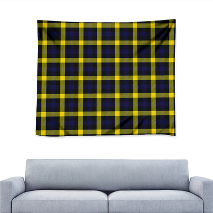 Yellow Navy And Black Plaid Print Tapestry