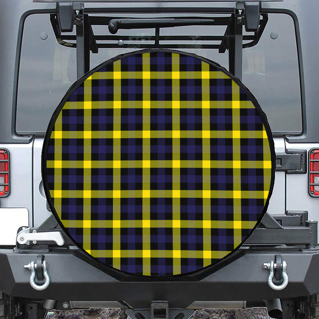 Yellow Navy And Black Plaid Print Tire Cover